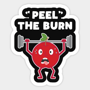 Funny Apple Peel the Burn Strength Training Weight Lifting Pun Sticker